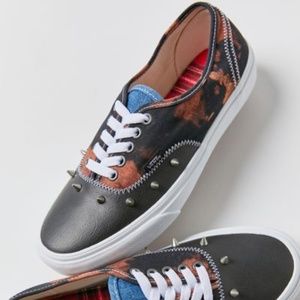 NEW Vans Shoes Authentic Tartan Daze Bleach Dye Studs Denim Mixed Media